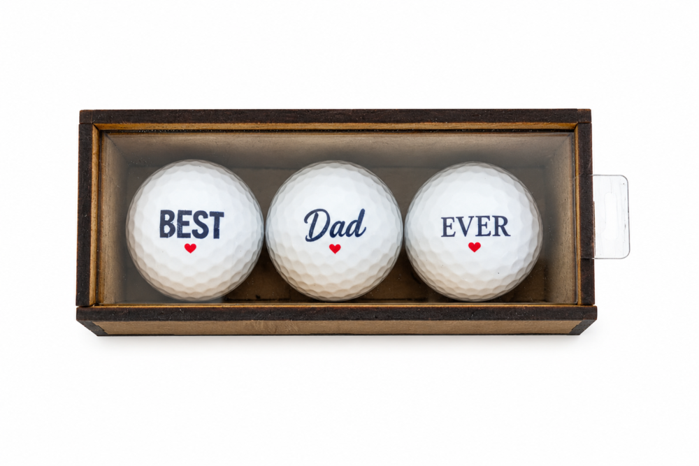 Best DAD Ever_3 Personalised Gifts : Best Dad Ever Golf Ball Gift Set with MDF Display Box
