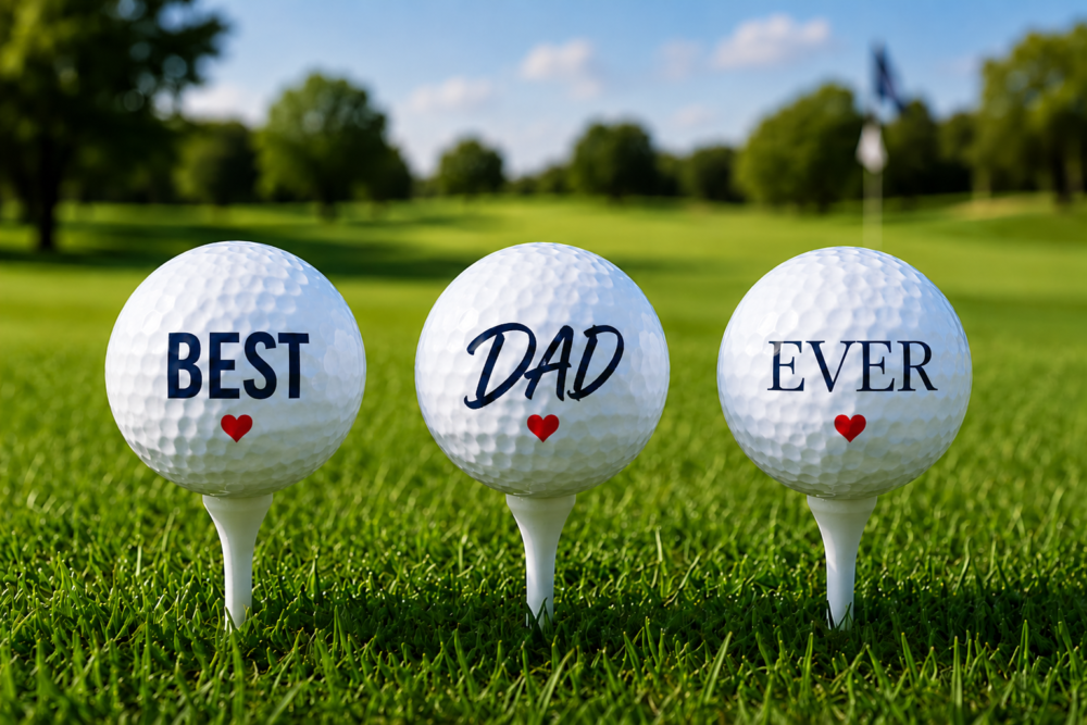 Best DAD Ever_5 Personalised Gifts : Best Dad Ever Golf Ball Gift Set with MDF Display Box