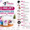 Sublimation Blanks : Waterslide Paper Decal for INKJET (White & Clear, Pack of 5)