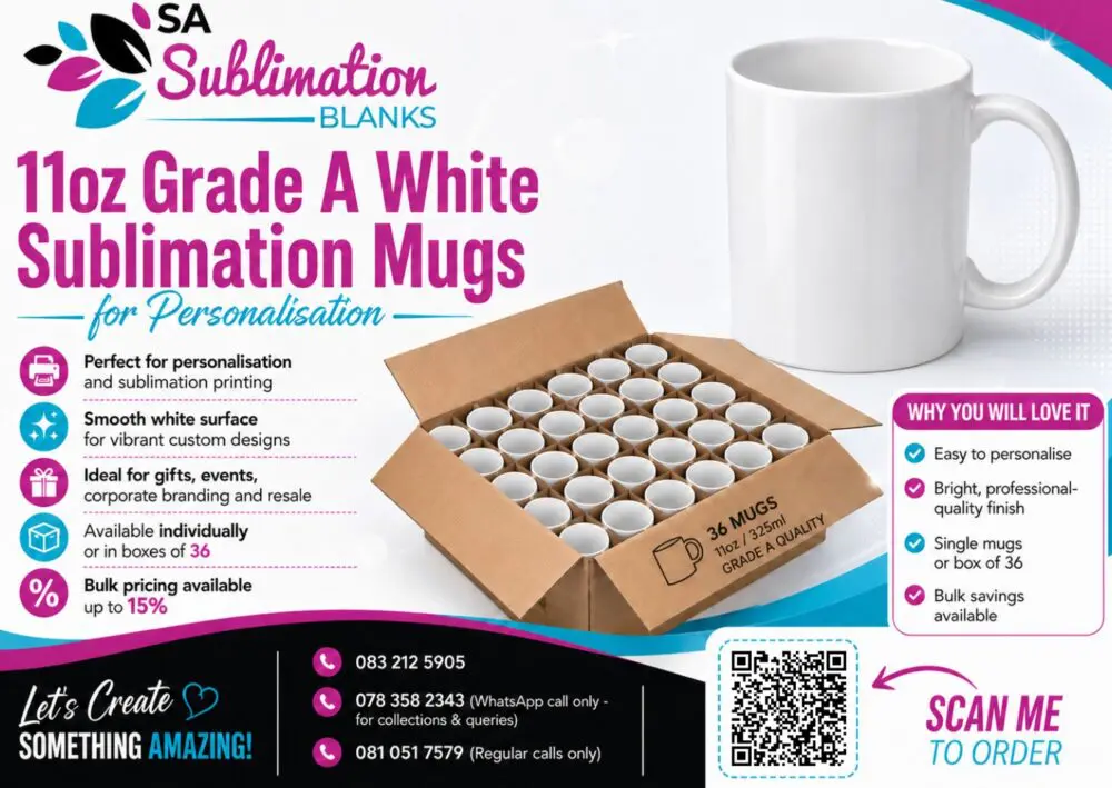 Sublimation Blanks : 11oz White A Grade Mugs (Individual or box of 36)