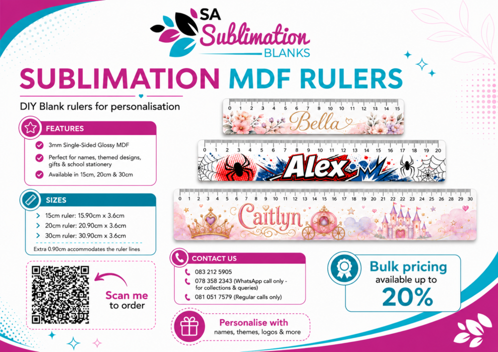 Rulers_MDF_Flyer Sublimation Blanks : 3mm Sublimation MDF Rulers (15cm, 20cm, 30cm)