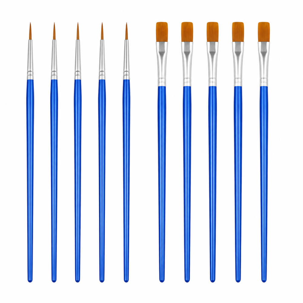 Longpaintbrushes_Pointandflat Arts & Crafts : Long Paint Brushes (Set of 10)