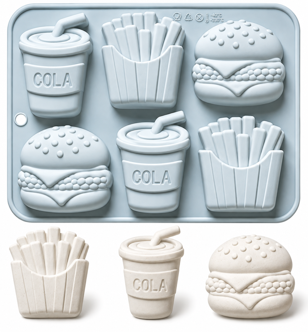 Food Silicone Mould : Fast Food Mould (6 Cavity)