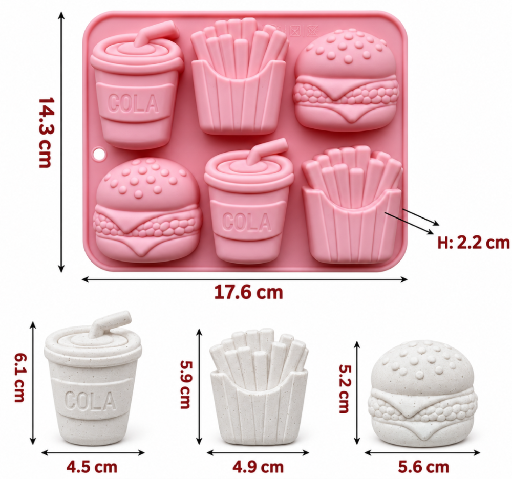 Food2 Silicone Mould : Fast Food Mould (6 Cavity)