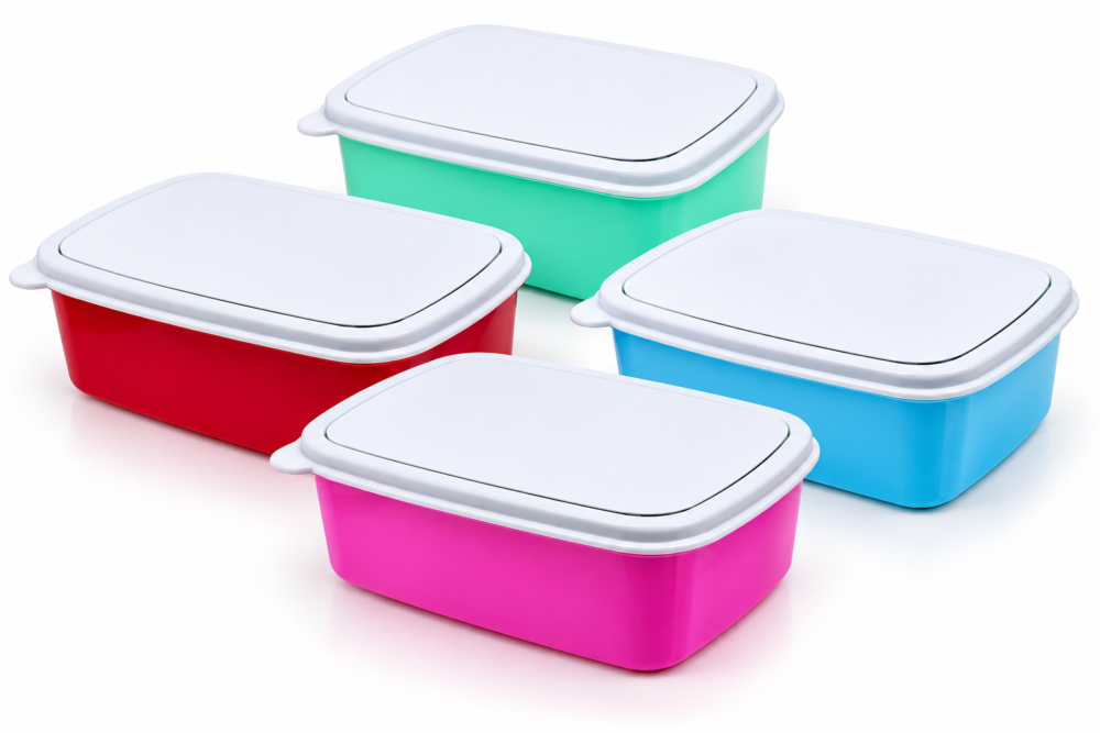 Sublimation Blanks : Rectangular Sublimation Lunch Box (Red, Pink, Green and Blue)