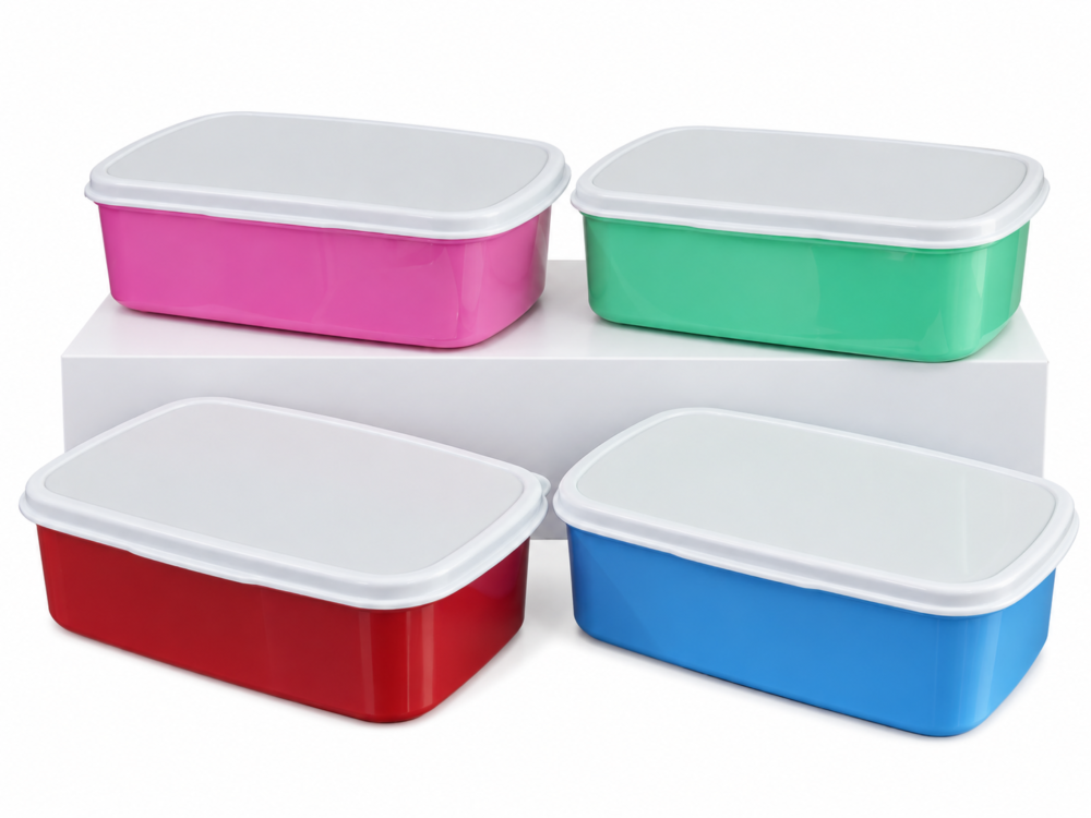 Sublimation Blanks : Rectangular Sublimation Lunch Box (Red, Pink, Green and Blue)