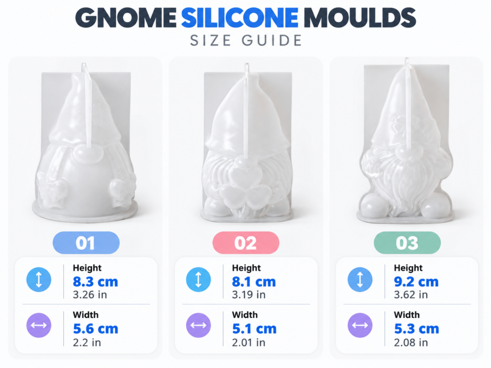 Silicone Mould : 3 Piece Gnome Set Silicone Mould (Gno02)