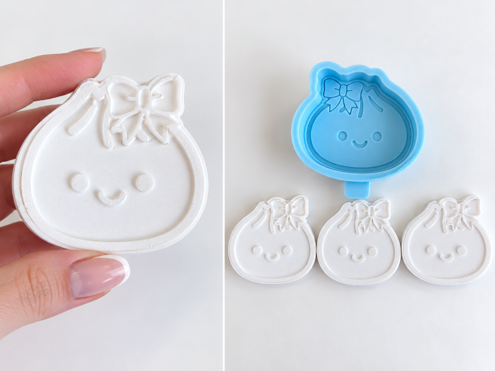 Silicone Mould : 2D Kawaii Dumpling/Bao Bun Character Silicone Mould