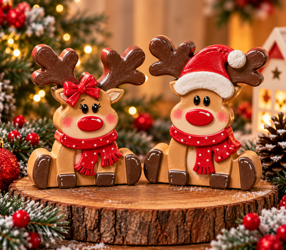 Silicone Mould : Double Christmas Deer Mould [DEER1]