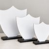 Laser Sublimation Blanks : 3mm S/S Super Glossy Sublimation MDF Double-Scalloped Shield Award (Small, Medium & Large)