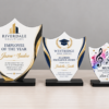 Laser Sublimation Blanks : 3mm S/S Super Glossy Sublimation MDF Double-Scalloped Shield Award (Small, Medium & Large)