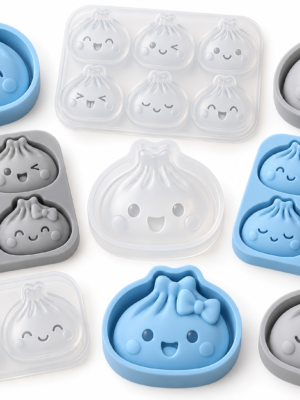 Silicone Mould : 2D Kawaii Dumpling/Bao Bun Character Silicone Mould