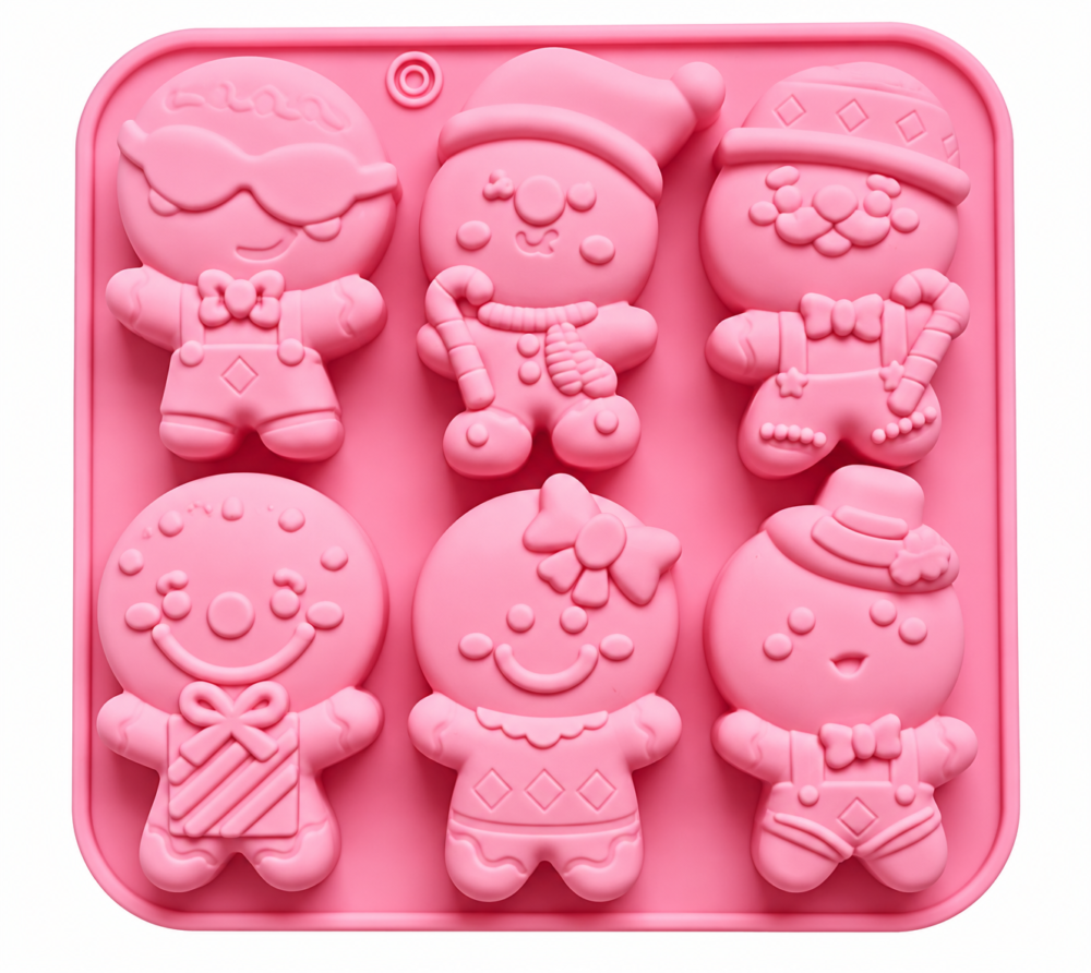 Silicone Mould : 6 Cavity, 1 Piece Gingerbread Men Silicone Mould, Random Colour [GIN1]