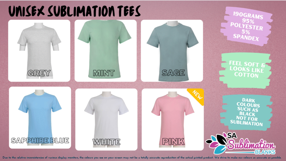 Unisex T-Shirts Main Sublimation Blanks : Unisex Crew Cut Polyester Tshirts (Small to 2XL)