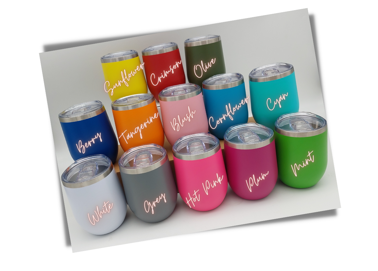 Engraving/Vinyl Blanks 12oz Silver Rimmed Powder Coated Tumblers SA