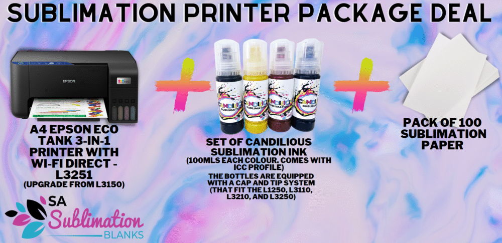Sublimation Printer Package Deal : A4 Epson EcoTank L3251 Colour WiFi 3-in-1 Printer