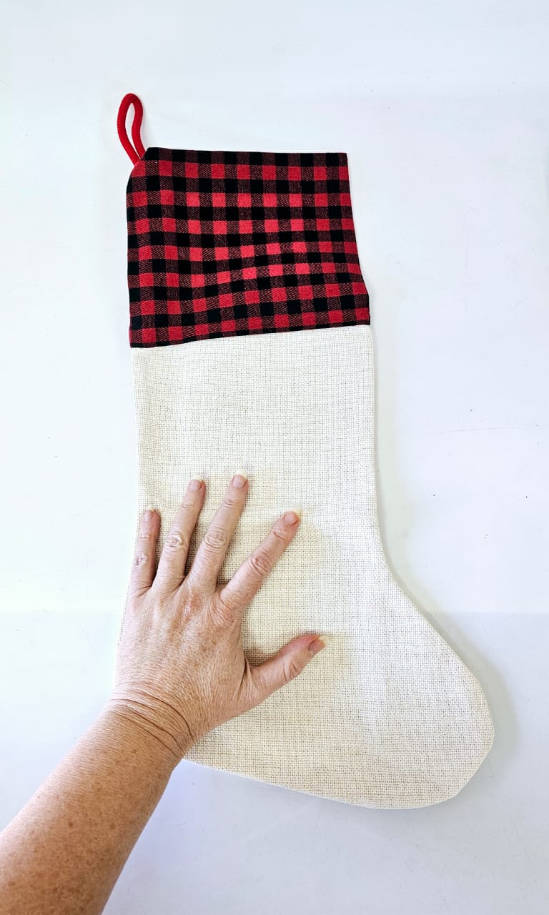 Christmas Blanks : Black/Red Checked Top Plaid Canvas Christmas Stocking