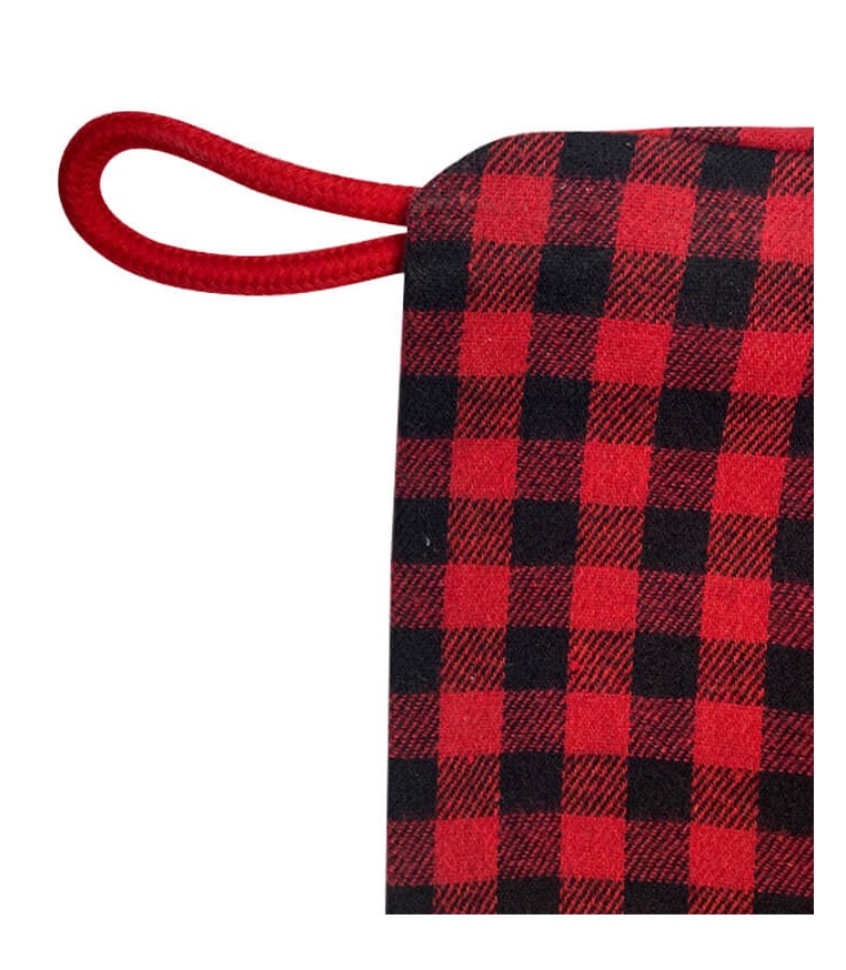 Christmas Blanks : Black/Red Checked Top Plaid Canvas Christmas Stocking