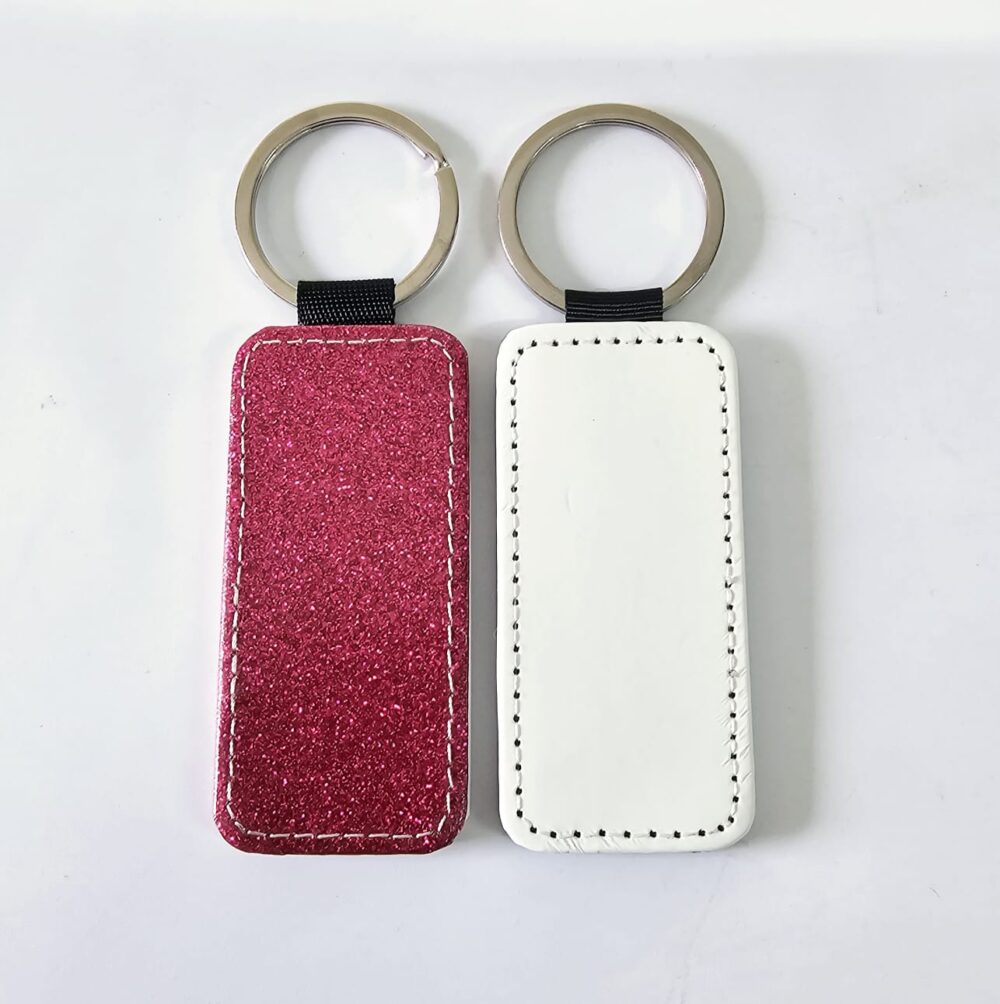 Sublimation Blanks : Glitter PU Leather keychains (TTX)