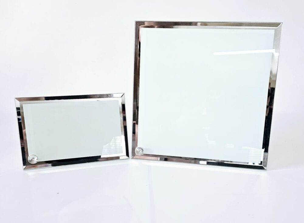Sublimation Blanks : Sublimation Glass Photo Display With Silver Rim