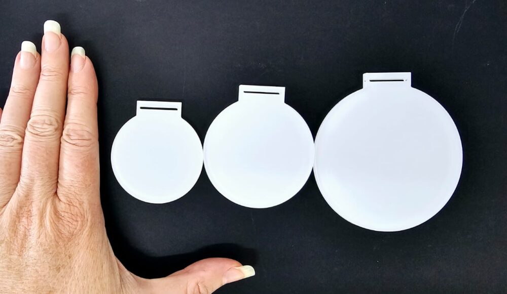 Medals2 Laser Sublimation Blanks  : 3mm or 4mm Subli-Acrylic Sports Medals with Sublimation Ribbon (S, M, L)