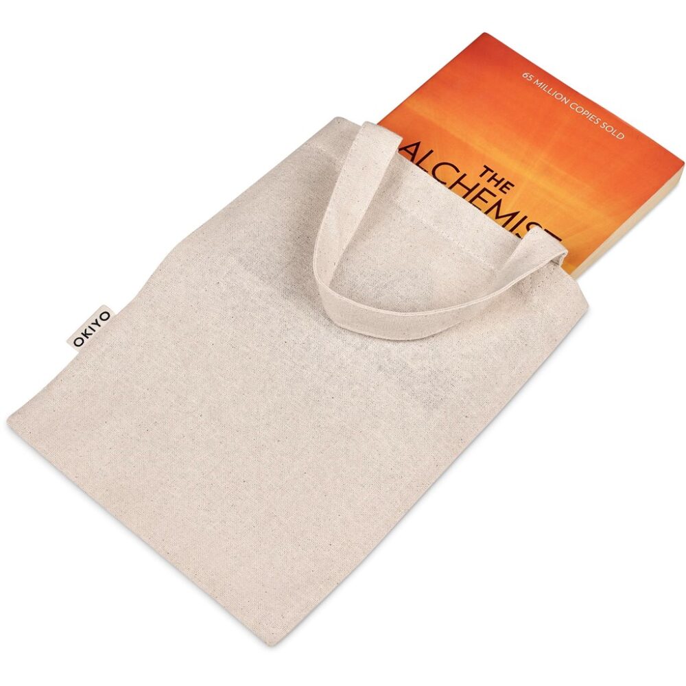 Okiyo Kouri Mini Cotton Gift Bag with book blank Sublimation Blanks : Okiyo Chinsai Natural Mini Jute & Cotton Gift Bag (AMD)(BG-OK-475)