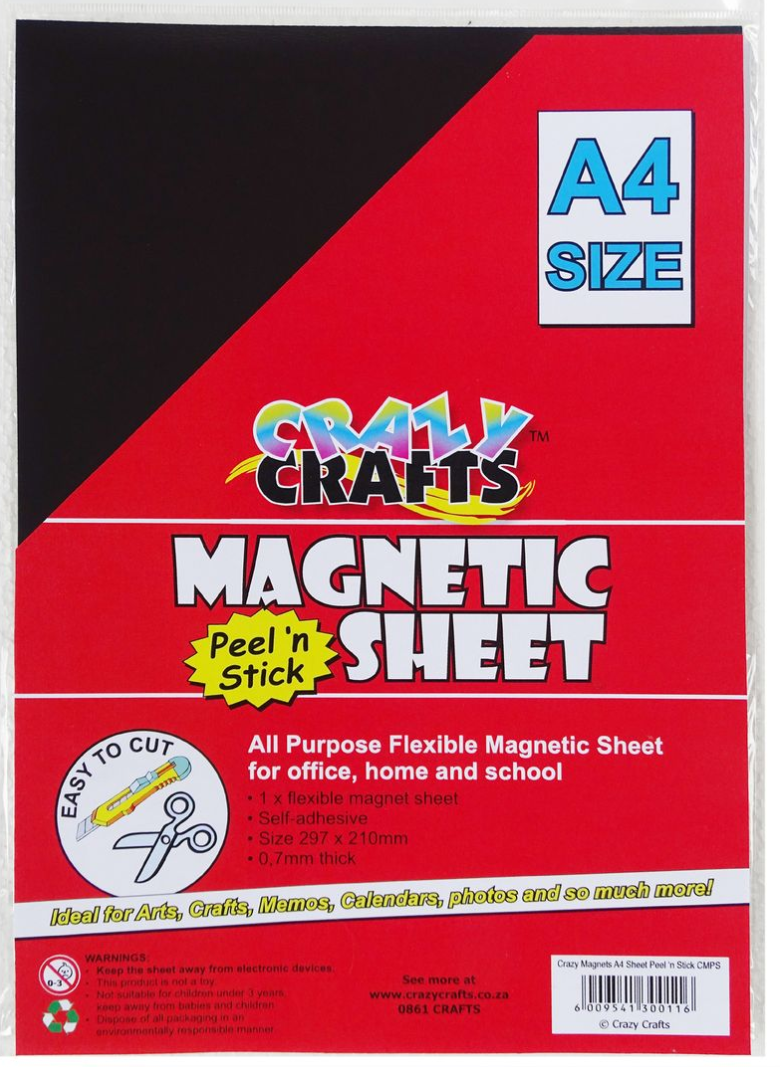 A4 Crazy Crafts Adhesive sheet Stationary : 0.7mm Thick Crazy Crafts A4 Adhesive Magnetic Sheet