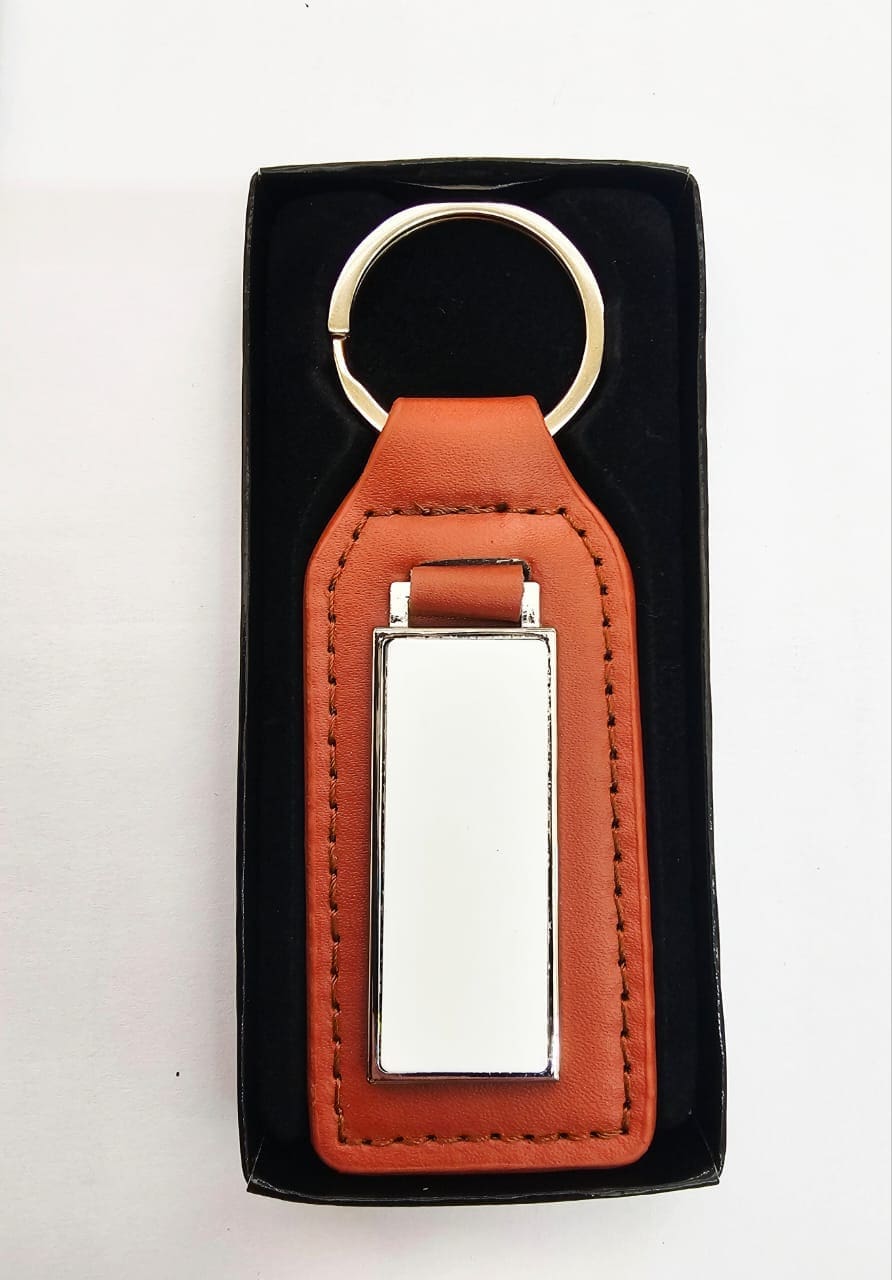 Sublimation Blanks : PU Rectangle Leather Keyring with metal insert (TTX)
