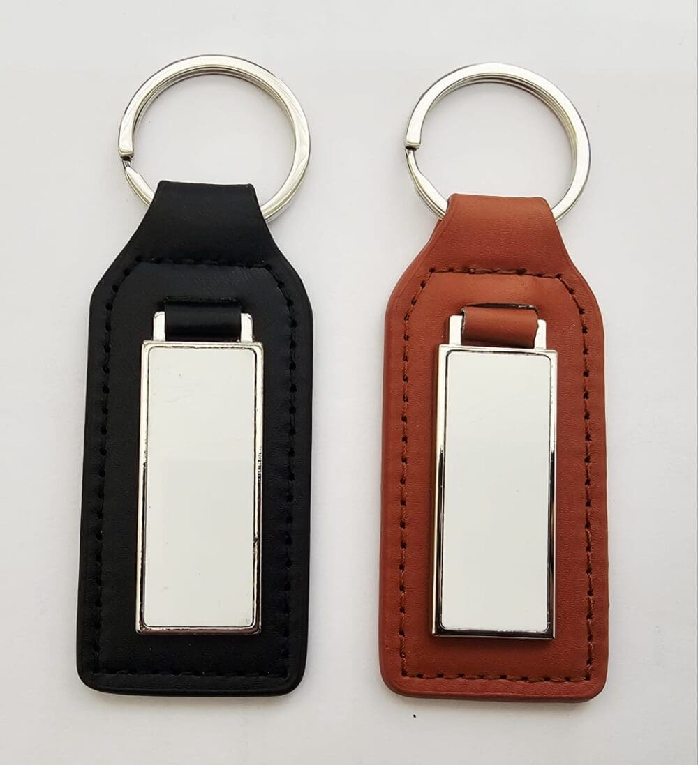Sublimation Blanks : PU Rectangle Leather Keyring with metal insert (TTX)