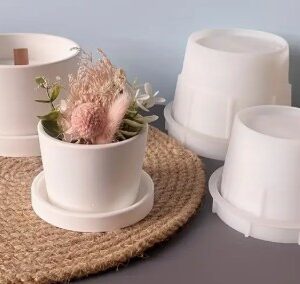 Silicone Mould : Dual-Size Cylindrical Flower Pots Silicone Mould (DZFP)