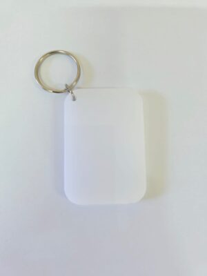 Sublimation Blanks : 6mm White/Opal Sublimer Rectangle Keychain (6.6 by 4.6cm incl. connector + split keychain)