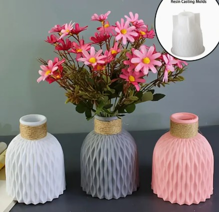 Silicone Mould : 1 piece Bohemian Styled Water ripple vase Silicone Mould (WRV)