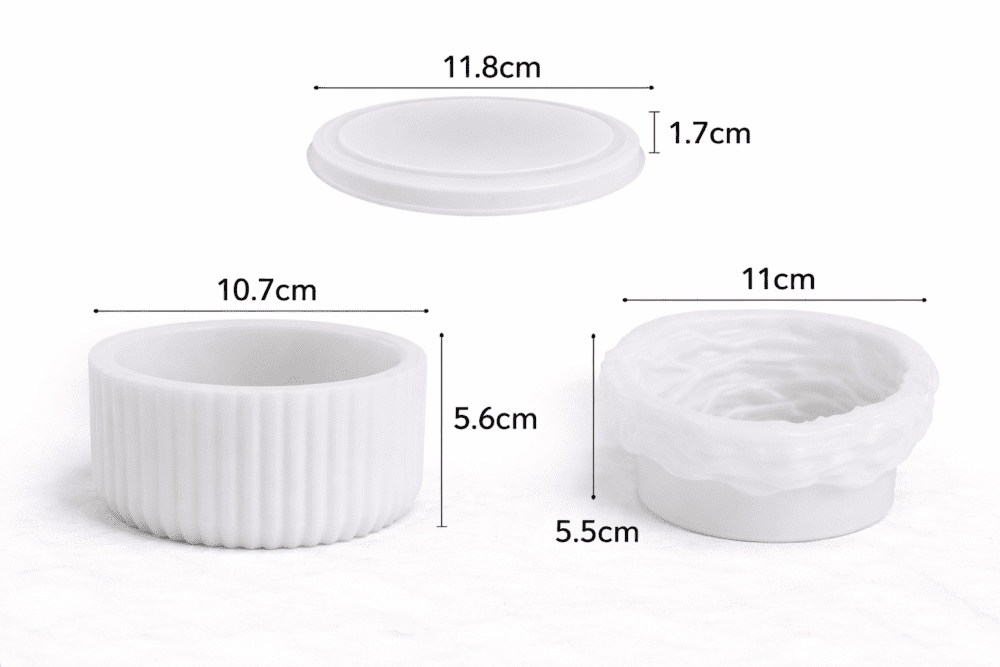 Silicone Mould : 3 Piece Striped Candle Jar + Peony Flower Silicone Mould Set (PFS)