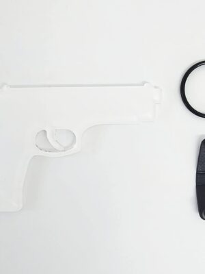 Subli Gun Keychain 1 Laser Sublimation Blanks : 3mm or 4mm Subli-Acrylic Gun Keychain with split keyring & clip