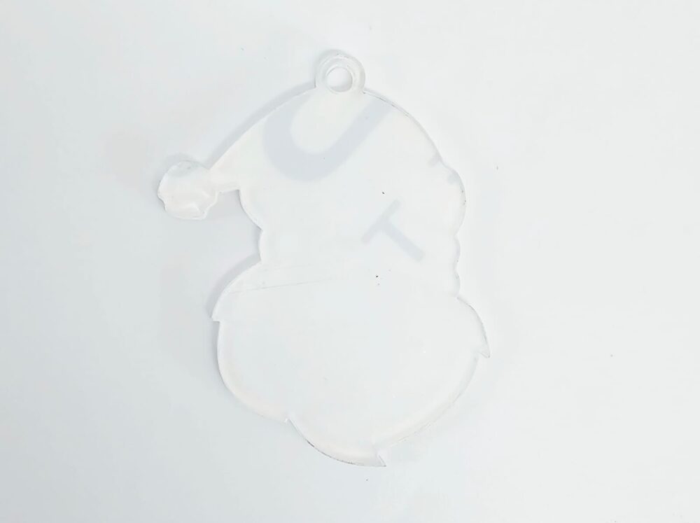 Subli;Clear Acrylic Santa Head Laser Sublimation Blanks : Subli-Acyrlic (with white coating) Christmas Hanging Ornaments : Father Christmas (3 or 4mm)