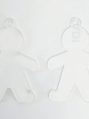 Subli;Clear acrylic ginger bread men Laser Sublimation Blanks : Subli-Acyrlic (with white coating) Christmas Hanging Ornaments : Ginger Bread Girl and Boy (3 or 4mm)