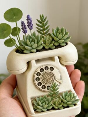 Silicone Mould : 1pc Vintage Phone Shaped Vase/Planter Silicone Mould (TM453)