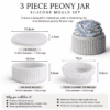 Silicone Mould : 3 Piece Striped Candle Jar + Peony Flower Silicone Mould Set (PFS)