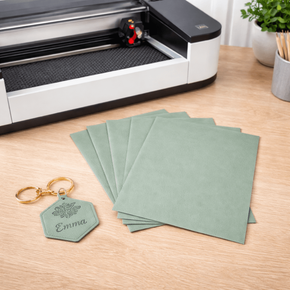 A4_FL_SageGreen_Laser Direct UV Print : Direct to Litchi Faux Leather : A4 Sheets (Pack of 5) : Sage Green